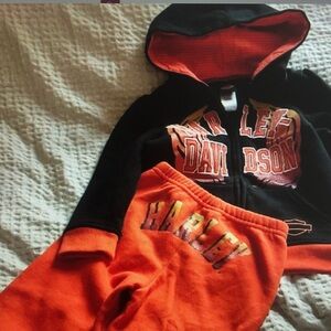 Harley-Davidson Black and Orange Apparel Set